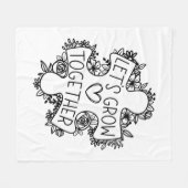 自閉症の認知月間Tシャツで一緒に成長しよう フリースブランケット (正面(横))