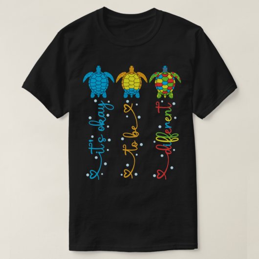自閉症の認識はウミガメ違うになるOk Tシャツ (デザイン正面)