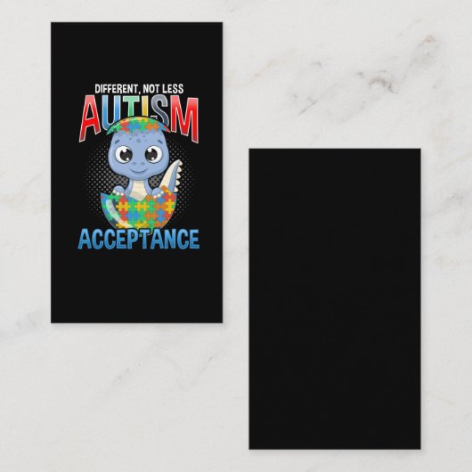 自閉症の認識パズルかわいいディノ自閉症の子ども 名刺 (正面/裏面)