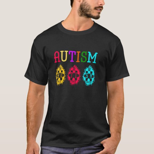 自閉症の認識パズル周期表要素キ Tシャツ (正面)