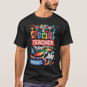 自閉症の認識先生特別な取り教え組み Tシャツ