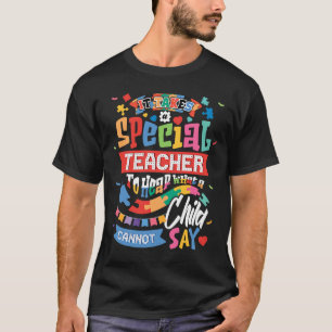 自閉症の認識先生特別な取り教え組み Tシャツ