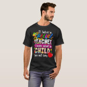 自閉症の認識先生特別な取り教え組み Tシャツ (正面フル)