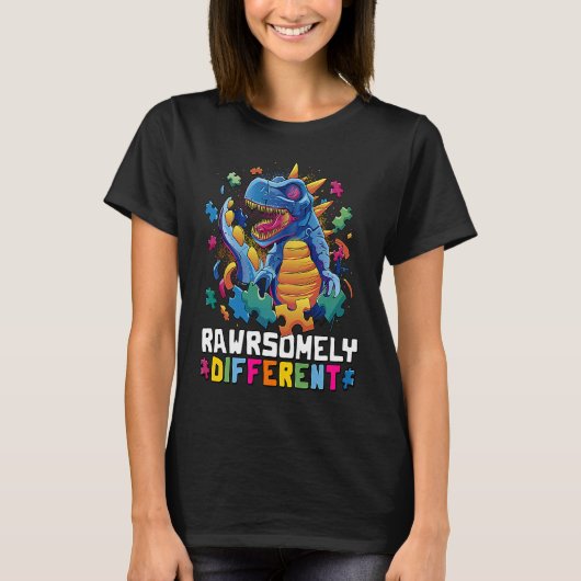 自閉症の認識幼児が違いを受け入れるDino Tシャツ (正面)