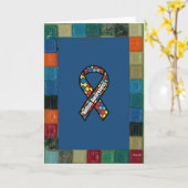 自閉症の認識度のためのモザイクフレーム カード (黄色い花)