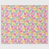 自閉症の認識度のバレンタインのハートキャンデーのことわざ ラッピングペーパー (フラット)