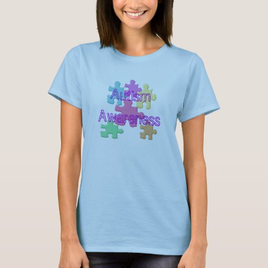自閉症の認識度のパステル Tシャツ (正面)