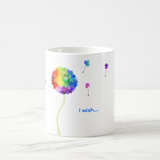 自閉症の認識度のパズルのタンポポの願い コーヒーマグカップ (中央)