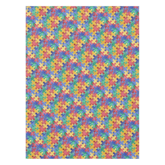 自閉症の認識度のパズルのテーブルクロス テーブルクロス (正面)