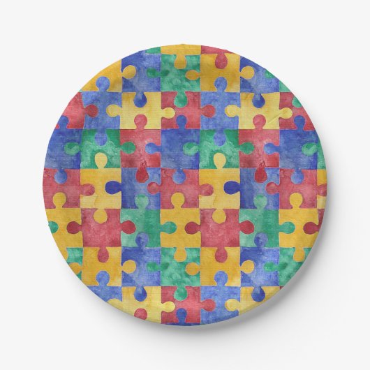 自閉症の認識度のパズルの紙皿 ペーパープレート (正面)