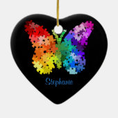 自閉症の認識度のパズルの蝶オーナメント セラミックオーナメント (裏面)