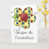 自閉症の認識度のパズルの部分の花のデザイン カード (黄色い花)