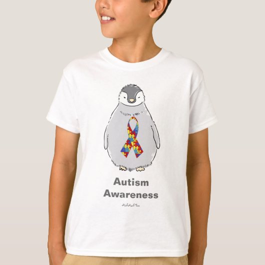自閉症の認識度のペンギン Tシャツ (正面)