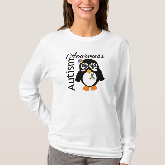自閉症の認識度のペンギン Tシャツ (正面)