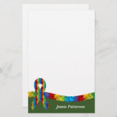 自閉症の認識度のリボンの個人的な文房具 便箋 (正面/裏面)