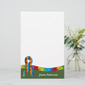 自閉症の認識度のリボンの個人的な文房具 便箋 (スタンド正面)