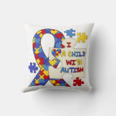 自閉症の認識度のリボンを持つ子供 クッション (裏面)