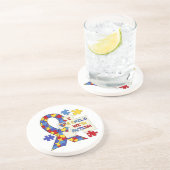 自閉症の認識度のリボンを持つ子供 コースター (側面)