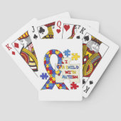 自閉症の認識度のリボンを持つ子供 トランプ (裏面)