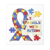 自閉症の認識度のリボンを持つ子供 ノートパッド (正面)