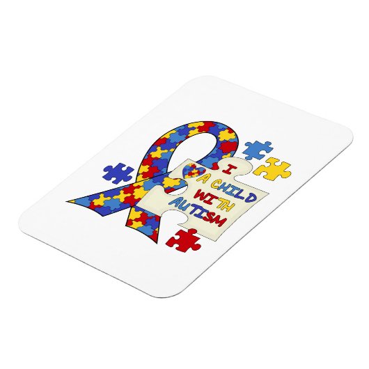 自閉症の認識度のリボンを持つ子供 マグネット (左側)