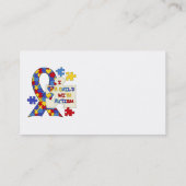 自閉症の認識度のリボンを持つ子供 名刺 (裏面)