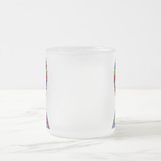 自閉症の認識度のリボン フロストグラスマグカップ (中央)