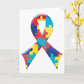 自閉症の認識度のリボンA4 カード (黄色い花)