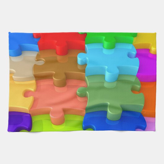 自閉症の認識度の台所タオル多彩な3DPuzzle キッチンタオル (横)