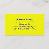 自閉症の認識度の名刺 コーリングカード (裏面)