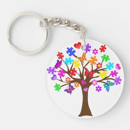 自閉症の認識度の木 キーホルダー (正面)