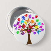 自閉症の認識度の木 缶バッジ (正面&裏面)