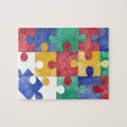 自閉症の認識度の水彩画のパズル ジグソーパズル (横)