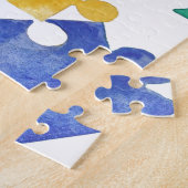 自閉症の認識度の水彩画のパズル ジグソーパズル (側面)