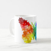 自閉症の認識度の虹のパズルの蝶 コーヒーマグカップ (正面左)