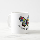 自閉症の認識度の蝶マグ コーヒーマグカップ (正面左)