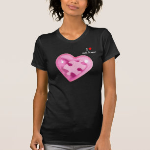自閉症の認識度レディースワイシャツのピンクのハートはカスタマイズ Tシャツ