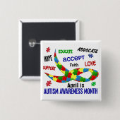 自閉症の認識度月4月 缶バッジ (正面&裏面)