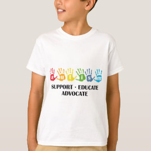 自閉症の認識度: サポートは支持者を教育します Tシャツ