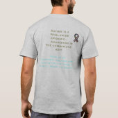 自閉症の認識度、150の1は…救済します! Tシャツ (裏面)