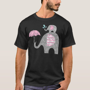 自閉症の象、母、自閉症の子ども認識度の子ども Tシャツ