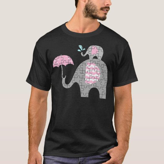 自閉症の象、母、自閉症の子ども認識度の子ども Tシャツ (正面)