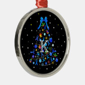 自閉症の青いクリスマスツリー メタルオーナメント (右)