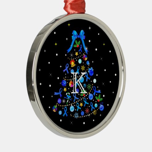 自閉症の青いクリスマスツリー メタルオーナメント (右)