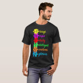 自閉症の頭字語とパズルのピース 楽しい自閉症啓発 Tシャツ (正面フル)
