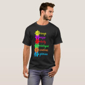 自閉症の頭字語とパズルのピース 楽しい自閉症啓発 Tシャツ (正面フル)