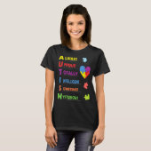 自閉症の頭字語とパズルのピース Tシャツ (正面フル)