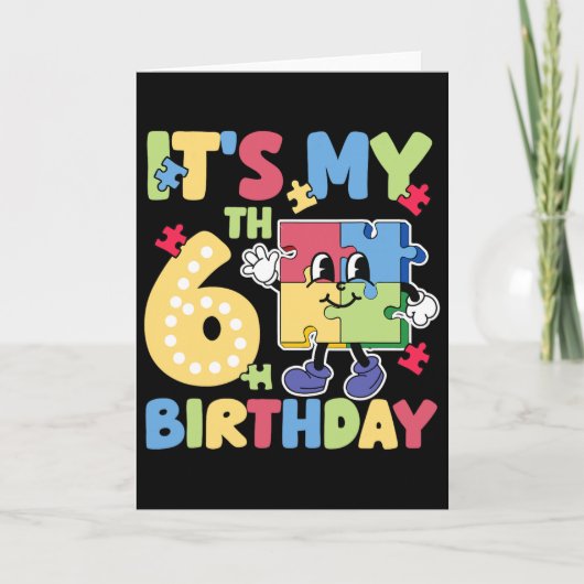 自閉症の6歳の誕生日パーティー 女子 カード (正面)