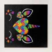 自閉症の |かわいいユニコーン自閉症意識パズル ジグソーパズル (横)