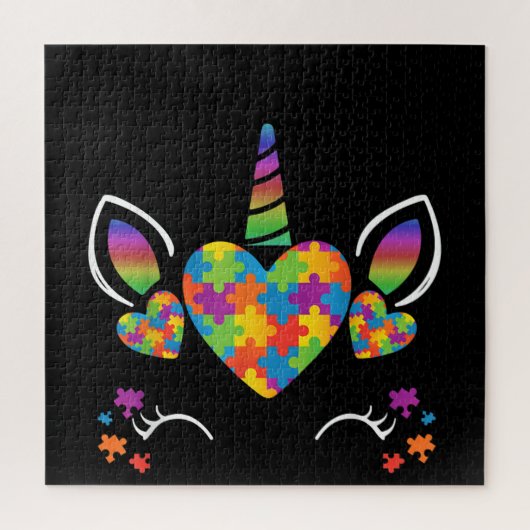 自閉症の |かわいいユニコーン自閉症意識パズル ジグソーパズル (縦)